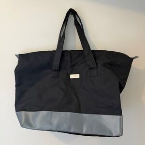 Issey Miyake Parfums Black Canvas Zippered Tote Bag Grey Trim Designer Carryall